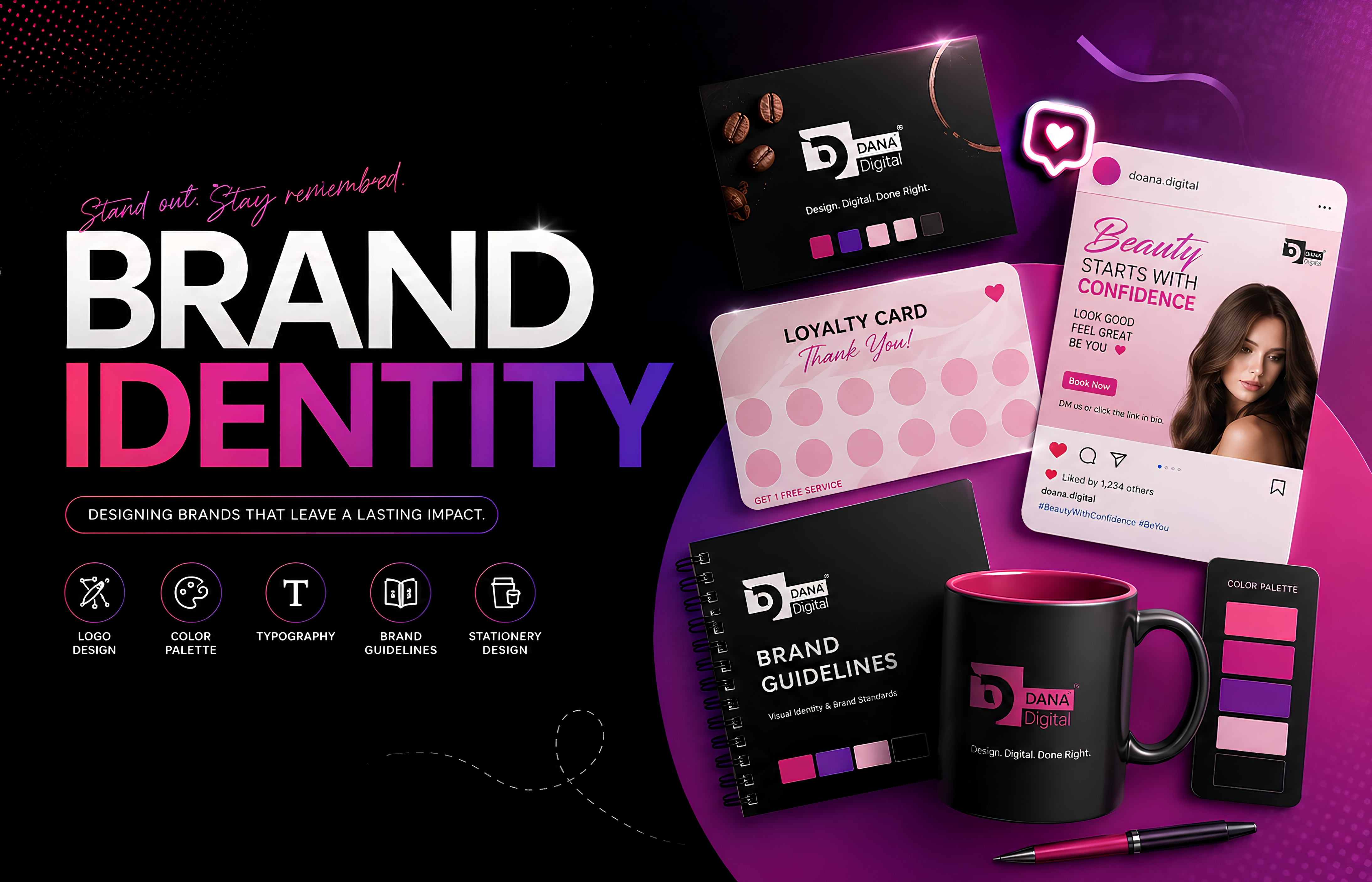 Brand identity design work by Doana Digital